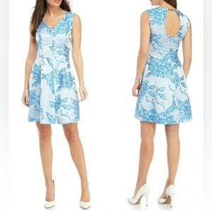 Nanette Lepore V-Neck‎ Floral Dress in Blue - 12